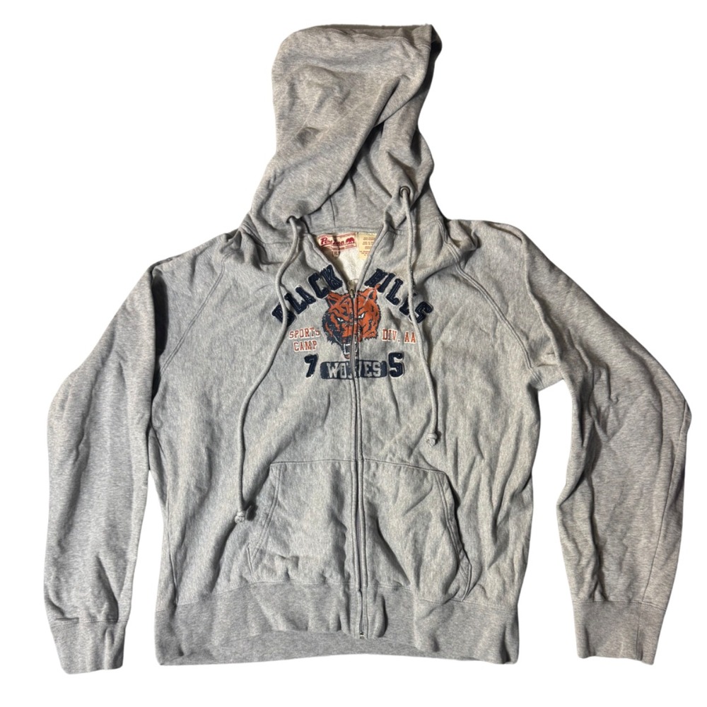 Point Zero Black Hills Wolves Mens XL Gray Full Zip Hoodie Cotton Fleece MC219